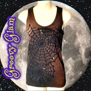 GROOVY GLAM Handmade Halloween Reverse Bleach Art Tie-Dye Sleeveless Tank Top